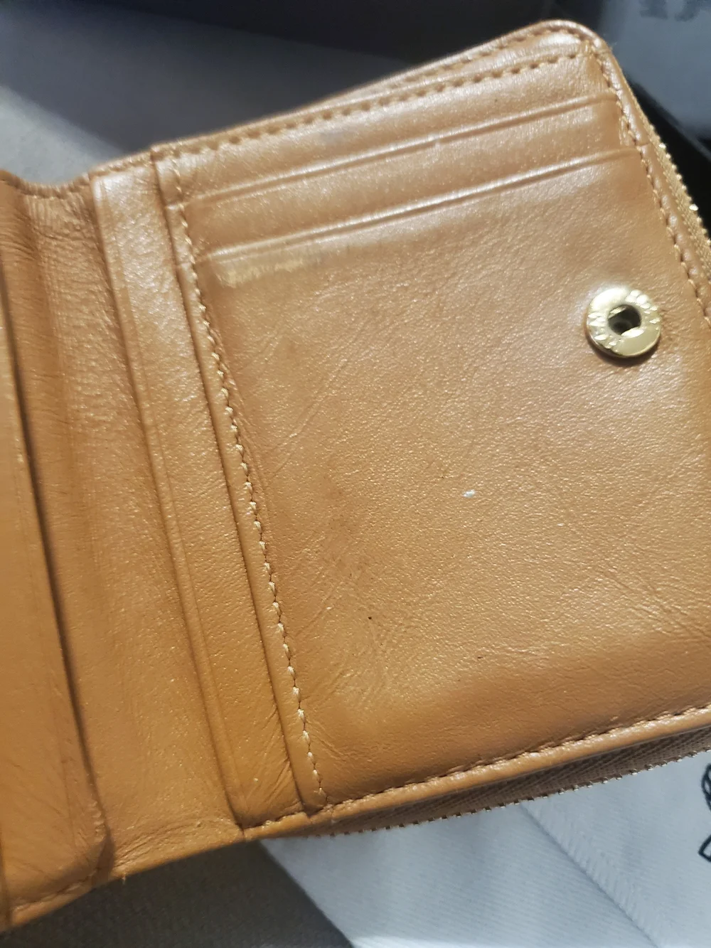 MCM Cognac Visetos Zip Wallet Womens Bifold
